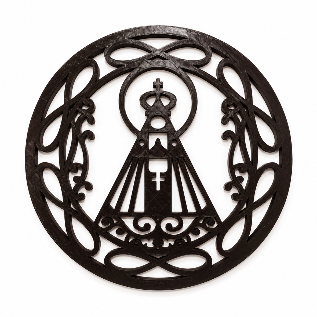 Quadro Decorativo Nossa Senhora Aparecida 23,5cm em Impressão 3D PETG Premium, Decoração Religiosa de Parede, Acabamento
