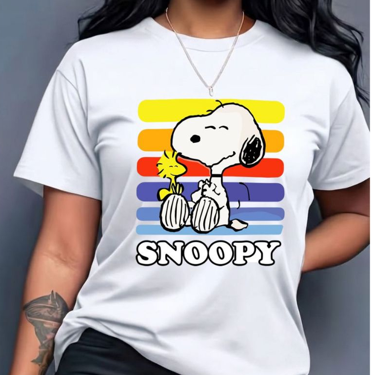 Camiseta blusa feminina estilosa descolada 100%algodão feminina confortavel coll animação snoop