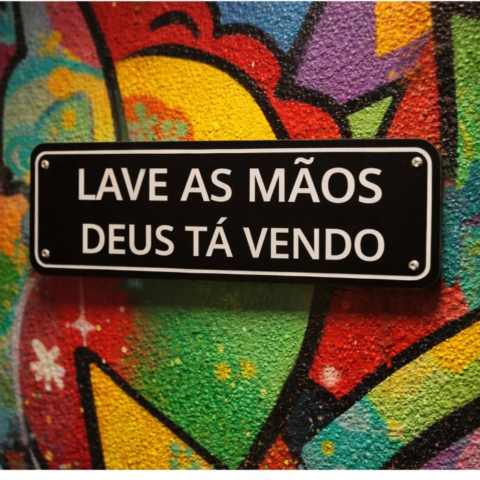 Placa decorativa BANHEIRO 20x5cm Plaquinha PLA com frases divertidas Escrita em Relevo PIA CUBA VASO