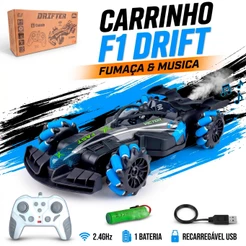 Carrinho Controle Remoto Drift Formula 1 Bateria Recarregável Solta Fumaça Som Brinquedo Infantil