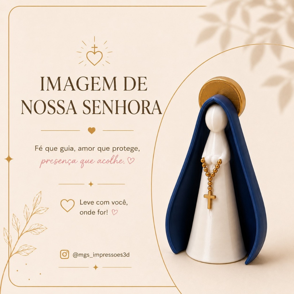 Imagem Nossa Senhora Decorativa em Impressão 3D | Estátua Religiosa Católica para Presente e Decoração