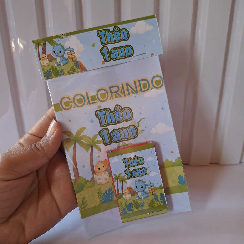 Kit Colorir Dinossauro Baby Personalizados lembrancinha de Festa Infantil de aniversário