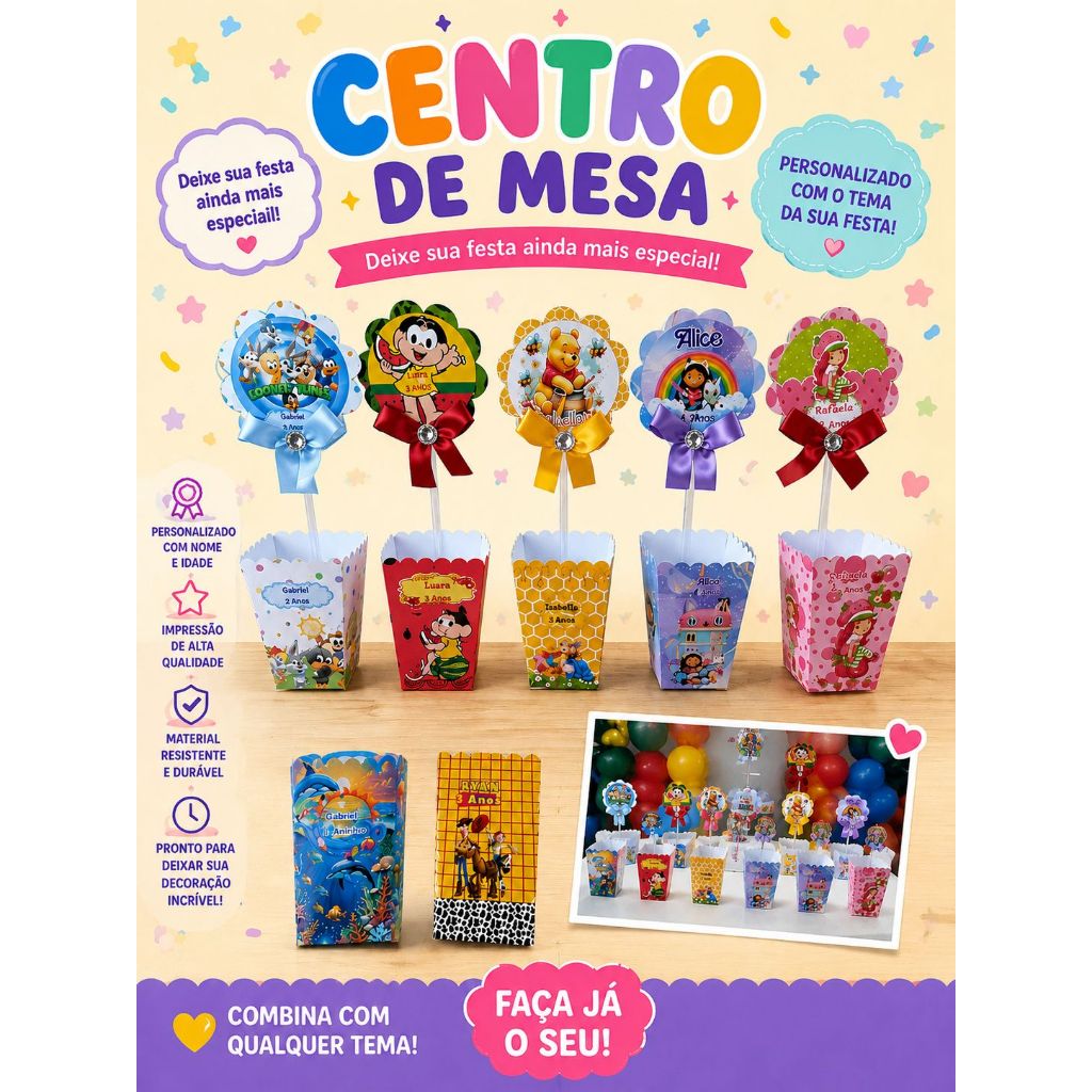Centro de Mesa Personalizado URSINHO POOH Cachepot Enfeite de Mesa Festa Aniversário Lembrancinha ( FAZEMOS TODOS TEMAS)