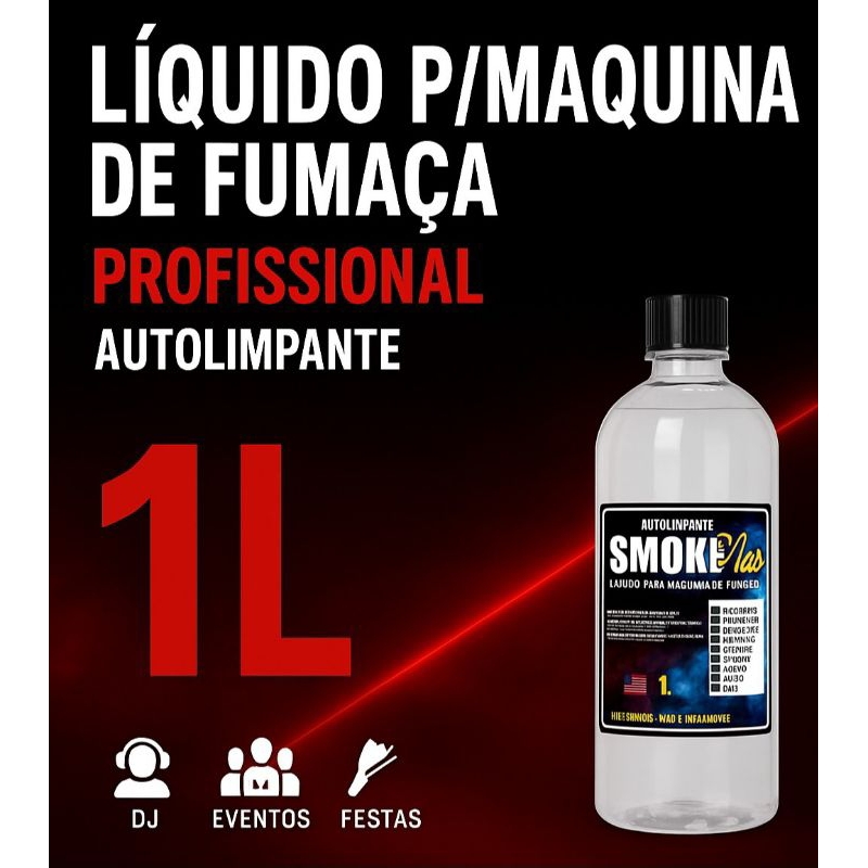 Fluido SMOKE PLUS Liquido Para Maquina De Fumaça 1 Litro Festa Balada Profissional Premium