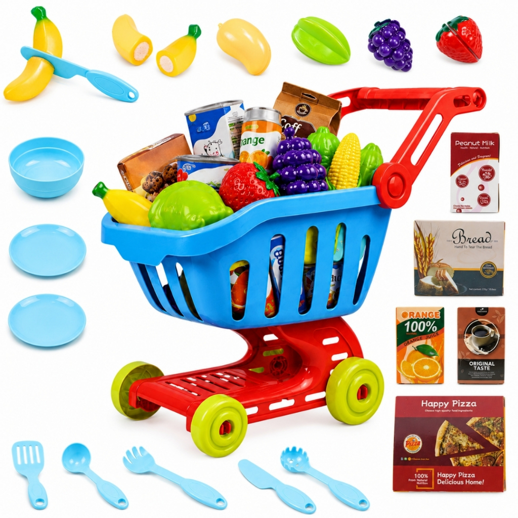 Carrinho de Compras Infantil com 21 Acessórios Castela