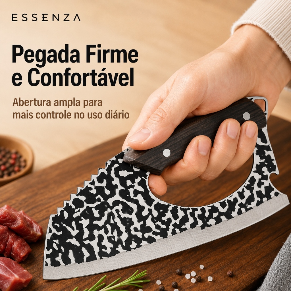 Faca Multifuncional Essenza Cutelo Artesanal Churrasco Profissional Raspador Peixe Abridor Garrafa