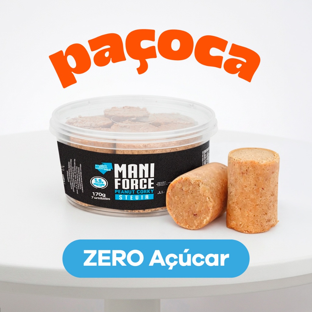 Paçoca Rolha Zero Açúcar 170g - 07 Unidades - Maniforce