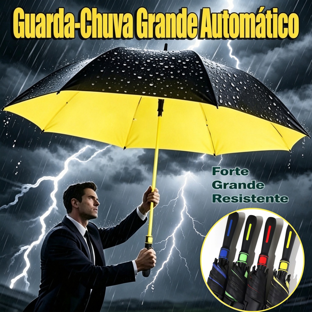 Guarda-Chuva Automático com Proteção UV - Resistente ao Vento, Ideal para Praia e Piscina