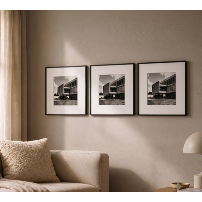 Kit 3 quadro porta retrato decorativo sala quarto com vidro acrilico tamanho 40x40