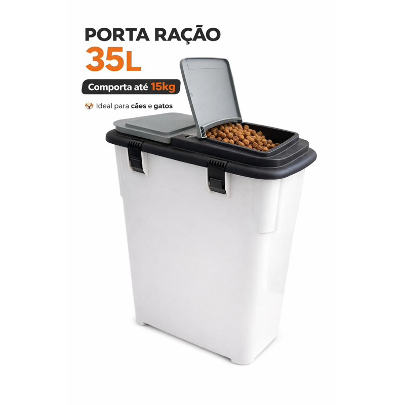Organizador Recipiente Ração 15 kg 35 Litros Com Pá de Brinde