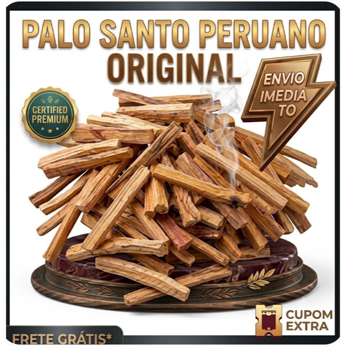 Imagem Santo Peruano incenso 100% nat  vegano  purifica limp energética  meditaçao  ioga CORTE PEQUENO PEQ