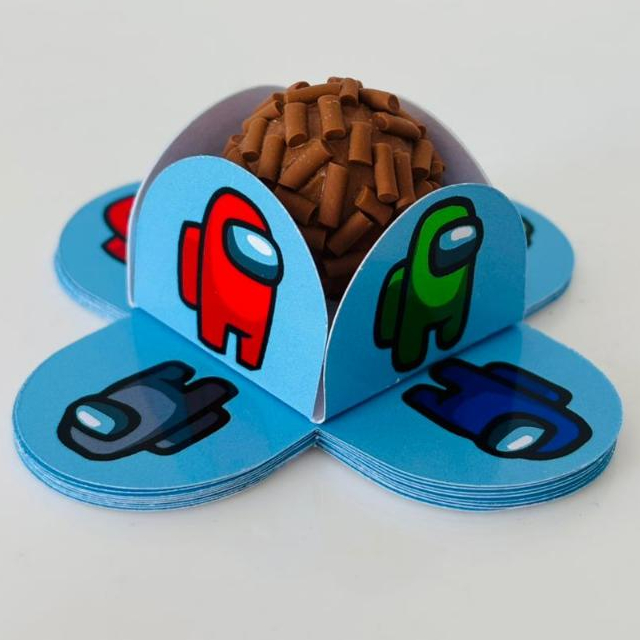 Forminha Personalizada no tema Among US Azul | Doce Brigadeiro | Aniversário | Feliz Aniversário | Parabéns