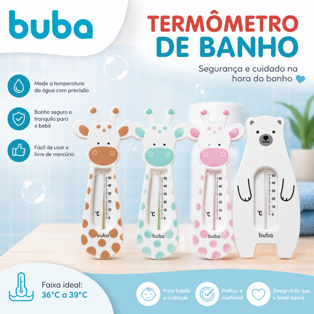 Termômetro de Banho para Bebês Buba Girafinha e Ursinho
