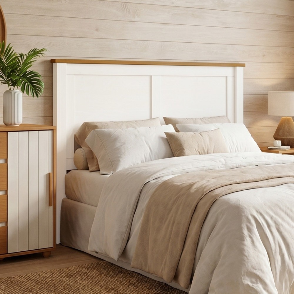 Cabeceira de Madeira Maciça Para Cama Queen Mazzaro F06 Branco Freijó - Lyam Decor