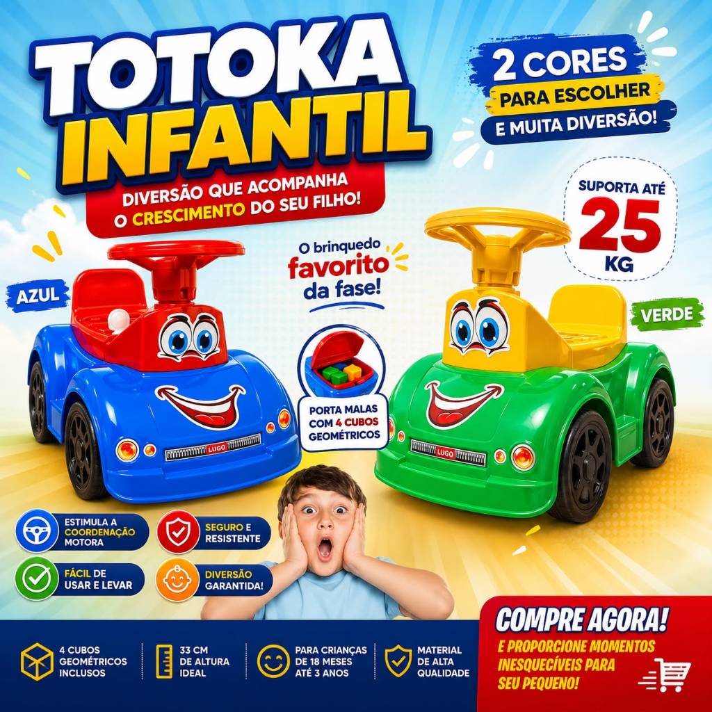 Totokinha Triciclo Infantil Clássico Menino Azul ou Verde