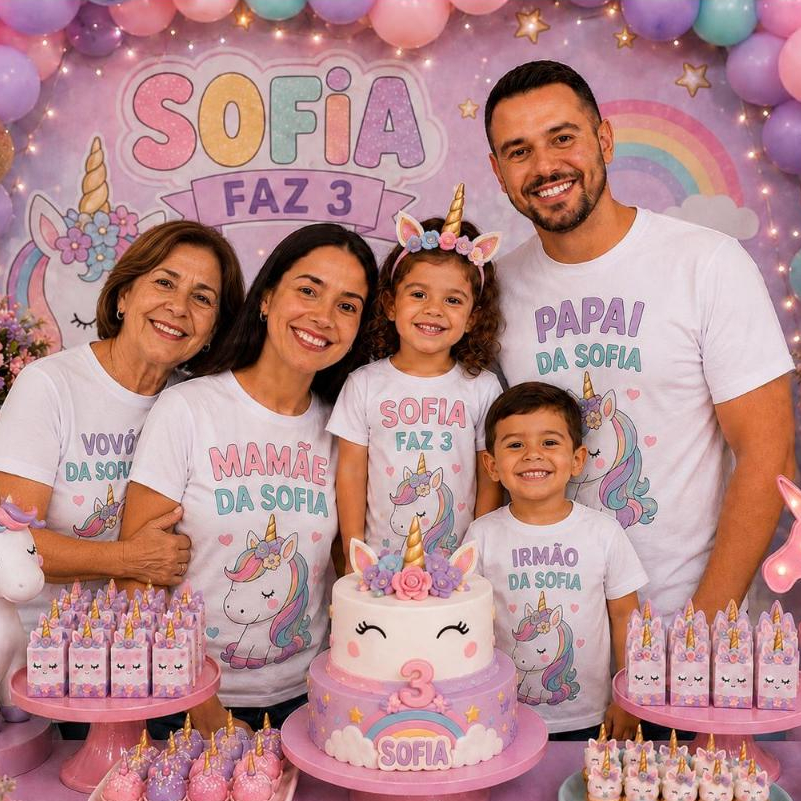 5 Camisetas personalizadas com o tema da sua festa- fazemos todos os temas