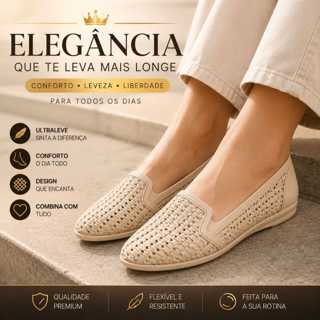 Sapatilha Feminina Confortável Bico Fino Antiderrapante Leve Casual Elegante para Trabalho Passeio e Dia a Dia - Shoe
