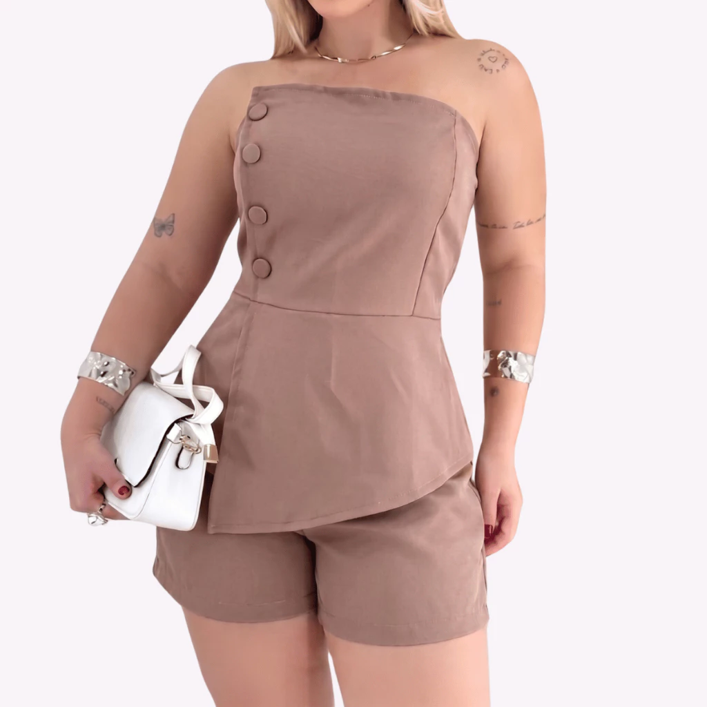 Conjunto Alfaiataria Feminino Liso Roupas Femininas Assimétrica Única Modelador Luxo Conforto — imagem 1