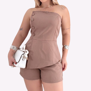 Conjunto Alfaiataria Feminino Liso Roupas Femininas Assimétrica Única Modelador Luxo Conforto