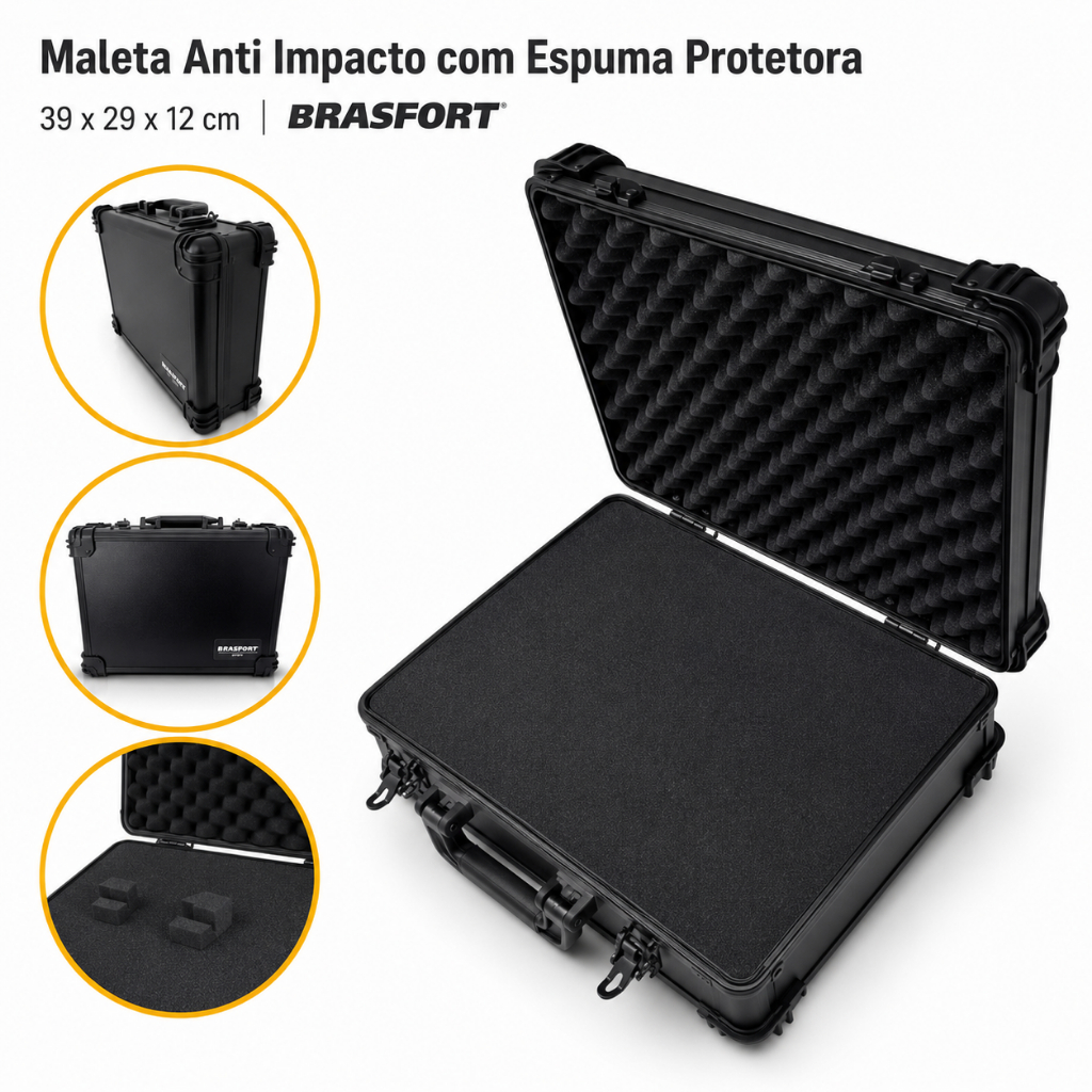 Maleta Anti Impacto com Espuma Protetora Média 39x29x12cm Brasfort