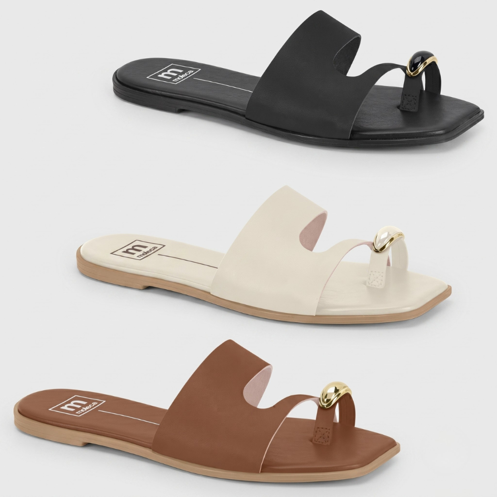 Rasteira Feminina Moleca Bico Quadrado Detalhe Pedra Original