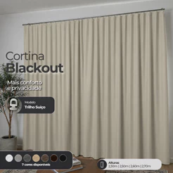 Cortina Blackout 4 Metros para Trilho Suíço Ideal para Quarto Sala Escritório Studio Veda Luz