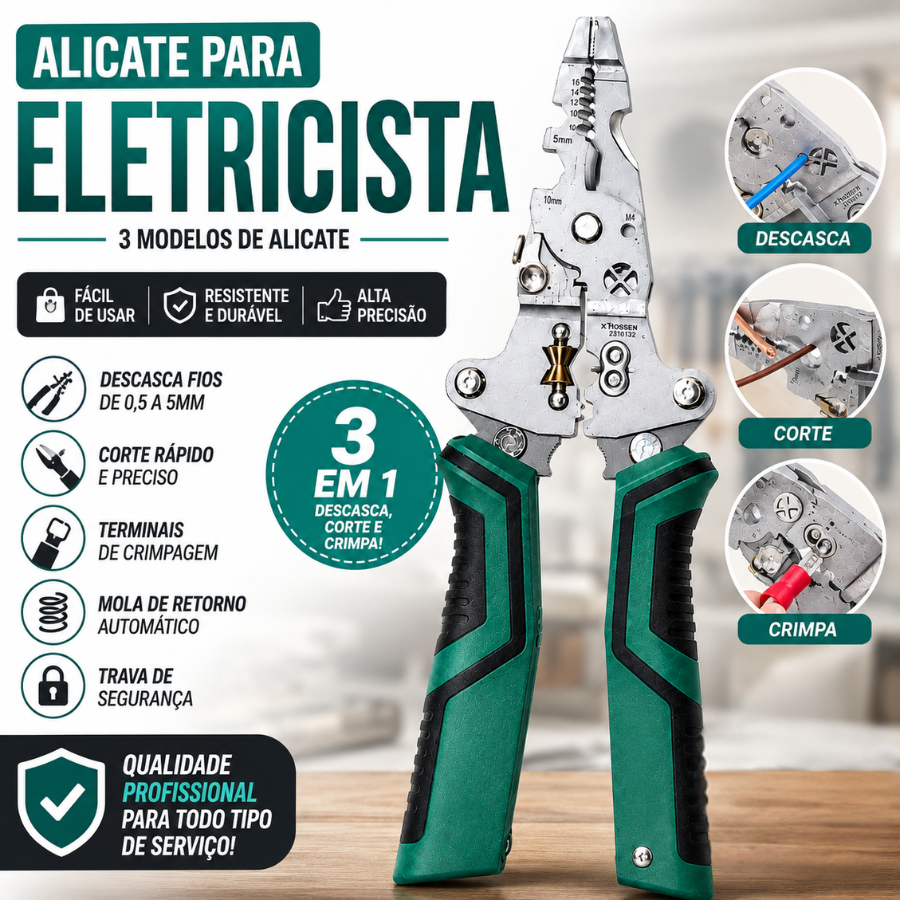 Alicate Automático Decapador Crimpador Eletricista Descacador Fios Decapador Fio Automático 18 Em 1