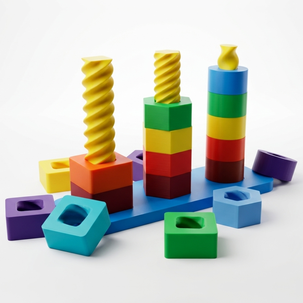 Brinquedo Montessori de Rosca Educativo Impressão 3D Coordenação Motora Fina Encaixe Geométrico Cores Sensorial Infantil