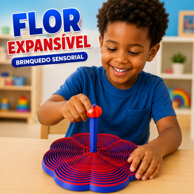 Brinquedo Sensorial Flor Expansível 16cm Antiestresse Coordenação Motora Montessori