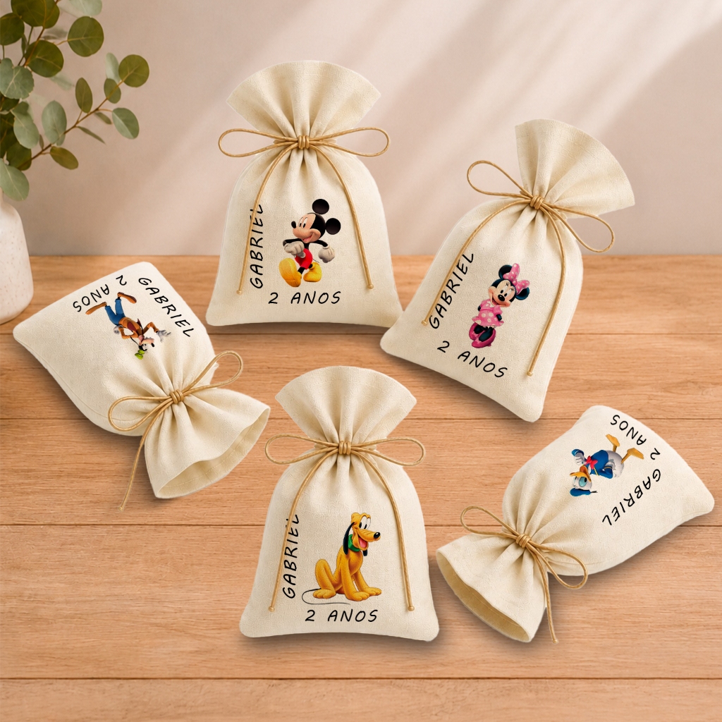 Kit 20 Saquinhos Lembrancinha Personalizada Festa Infantil Aniversário Mickey Turma 11x17