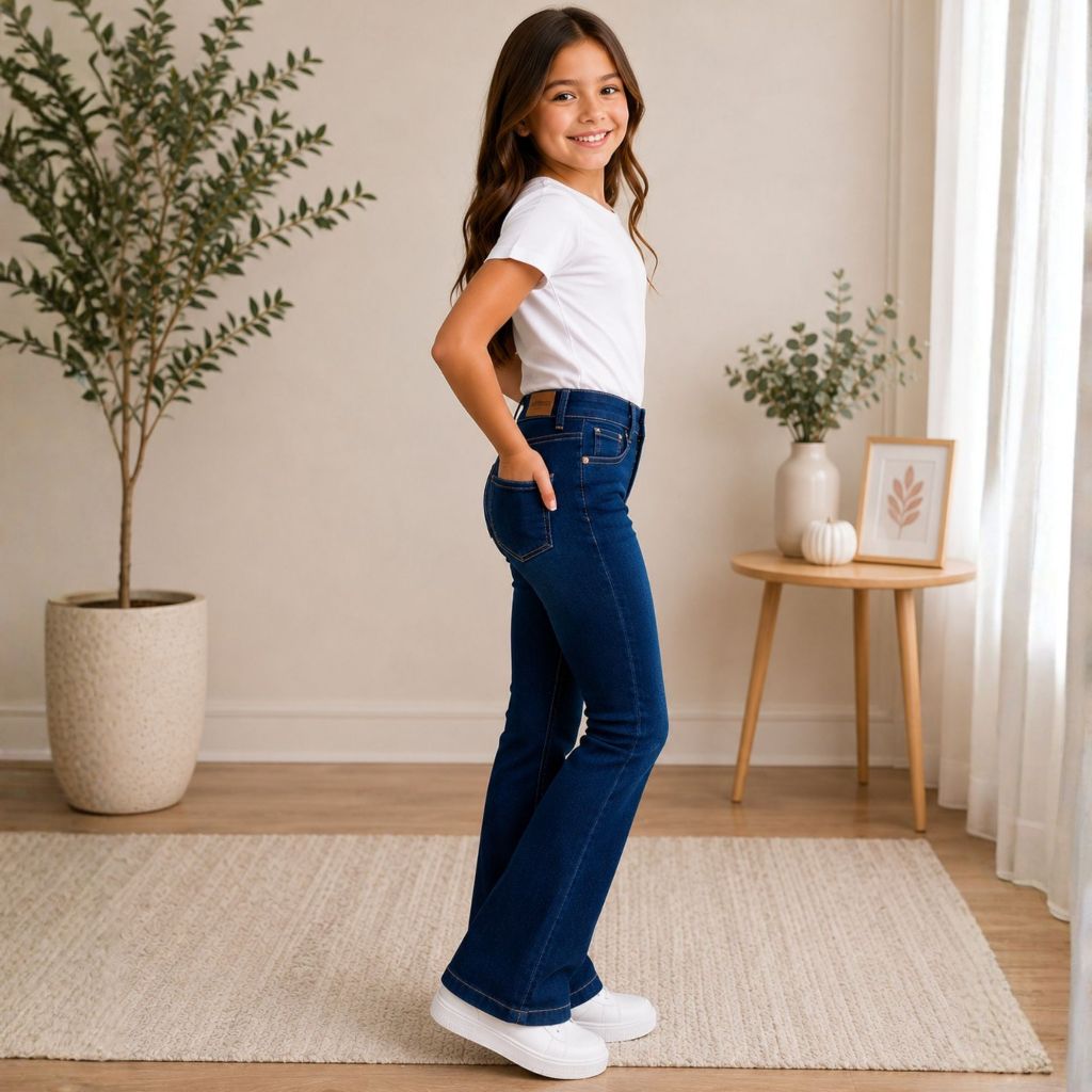 Calça Flare Boca Larga Menina Infantil Juvenil Feminino Com Bolso — imagem 2 de 2