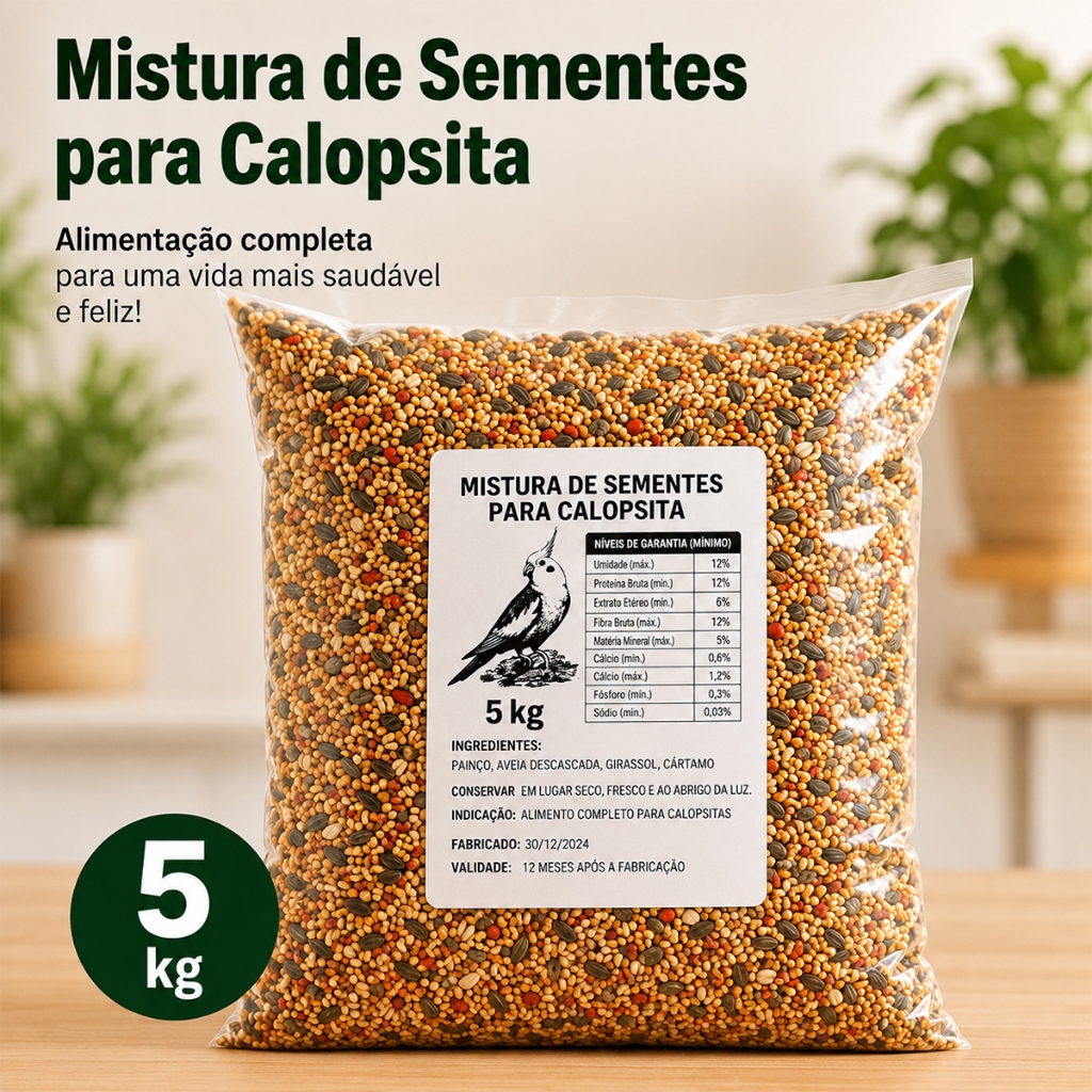 Mistura Calopsita Periquito Agaporne 5kg Ms Sementes Passaro