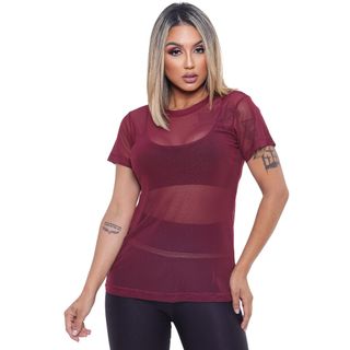 Blusa Feminina Tule Academia Fitness Luxo