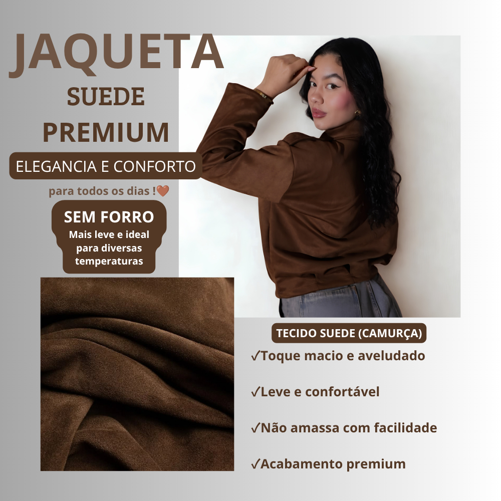 Jaqueta Bomber Suede Inverno Elegante