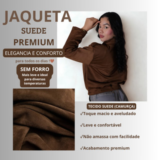 Jaqueta Bomber Suede Inverno Elegante