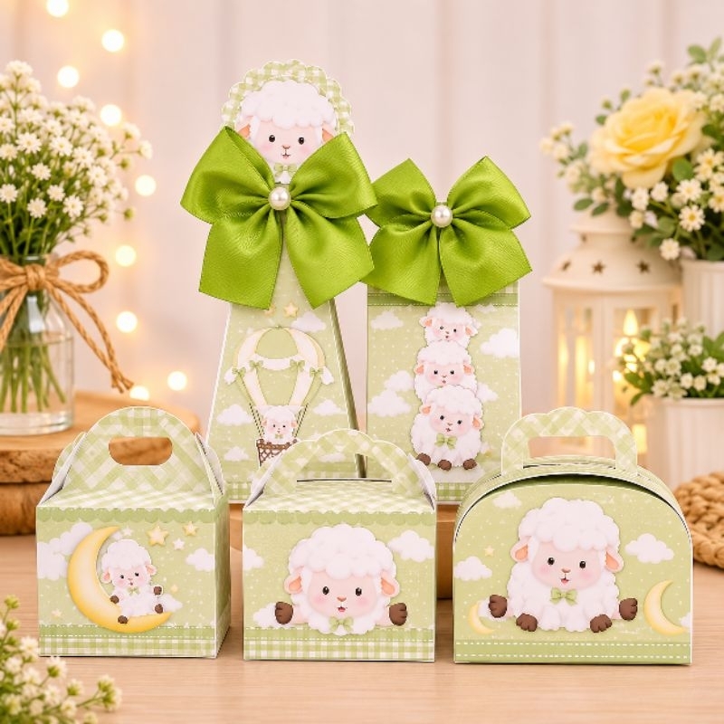 Kit Festa OVELHINHA VERDE  Personalizado | Pegue e Monte | Lembrancinhas e Caixinhas para Festa Infantil