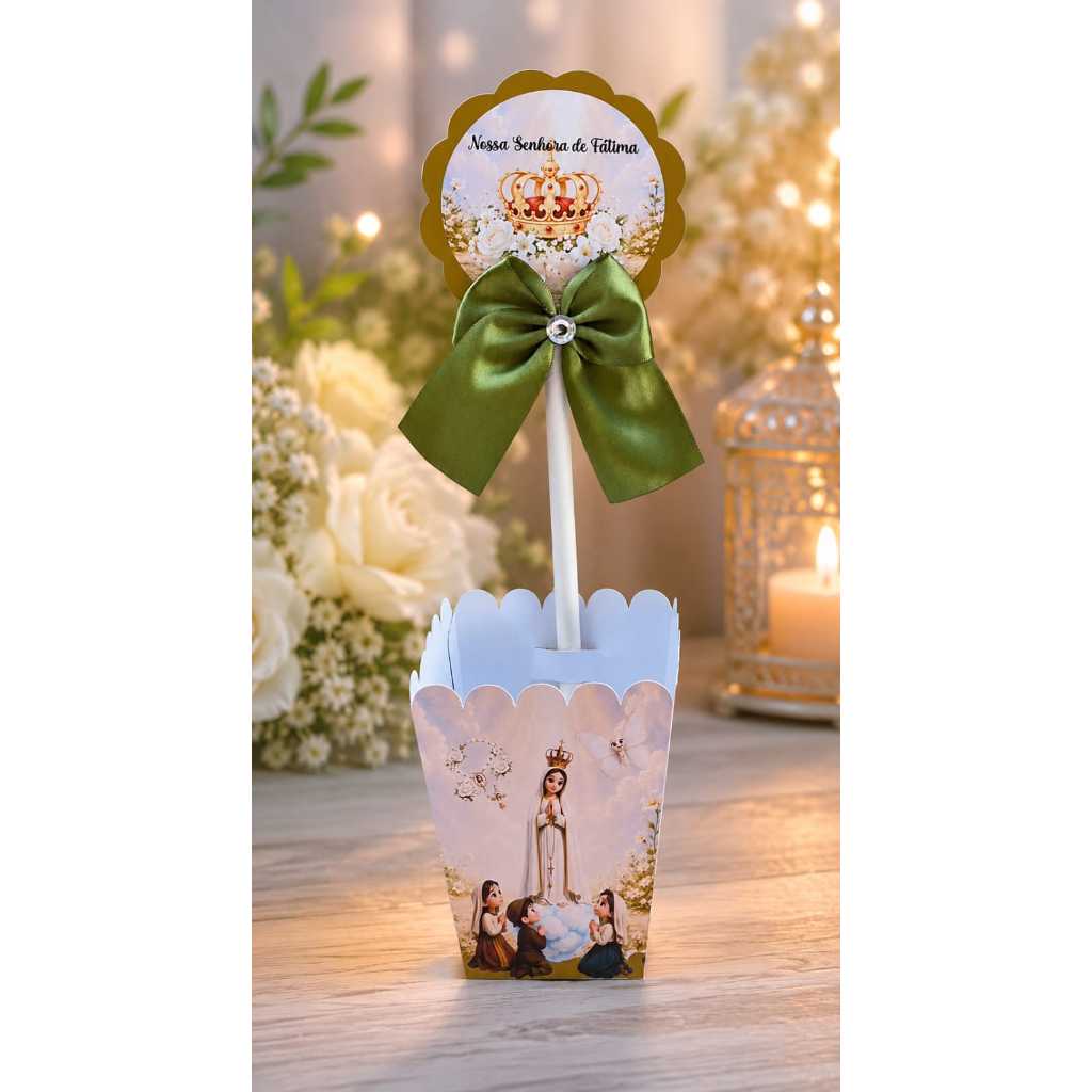 Centro de Mesa Personalizada - Cachepô - Semi-Montadas - Lembrancinha para Festas - Nossa Senhora de Fátima