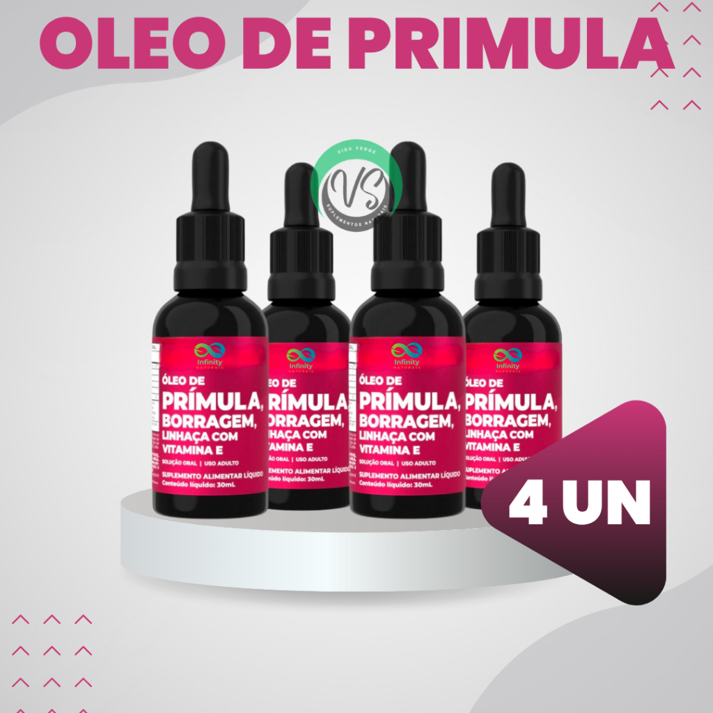 Super Oferta Oleo de Primula Barragem e Linhaca com Vitamina E Original 30ML