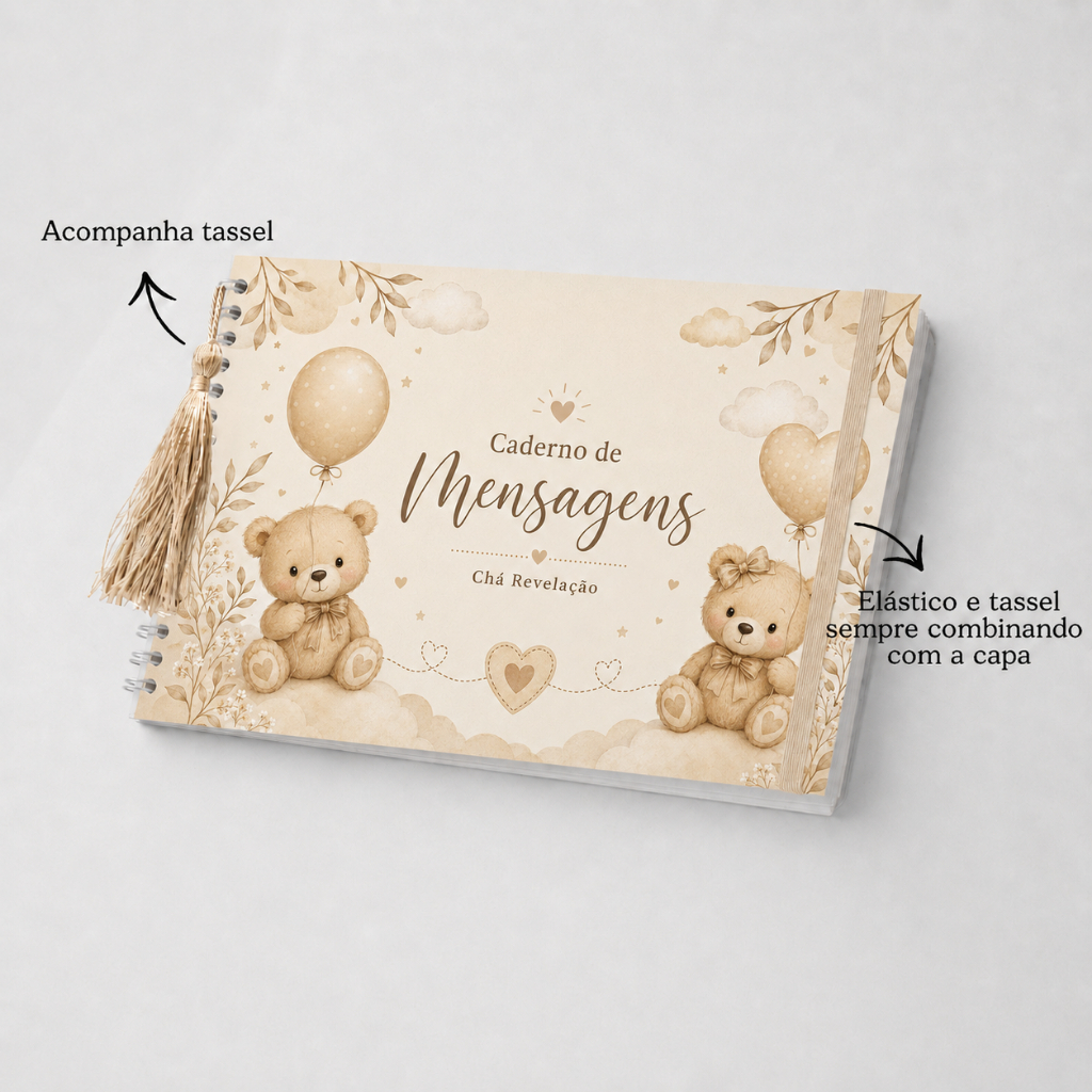 Livro ou Caderno de Mensagens e Assinaturas Personalizado Chá Revelação Chá de Bebê — imagem 2 de 2