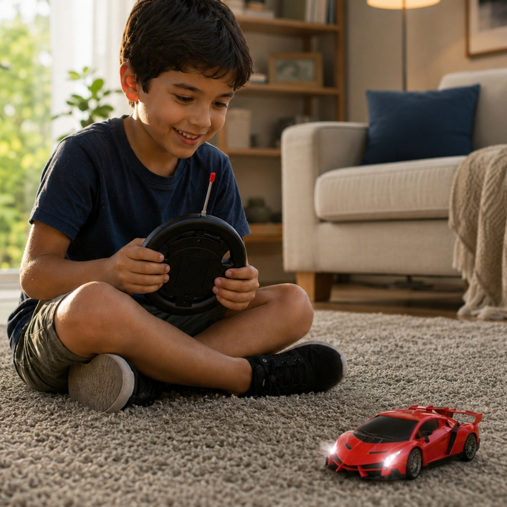 Brinquedo Infantil Carrinho de Controle Remoto Super Car Com Luz e Volante - Castela