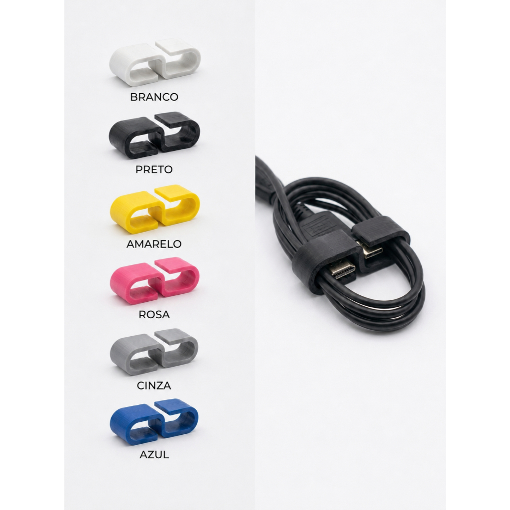 Kit 2 UN / Kit 5 UN/ Kit 10 UN Organizador de Cabos e Fios Prendedor - Organizador reutilizável
