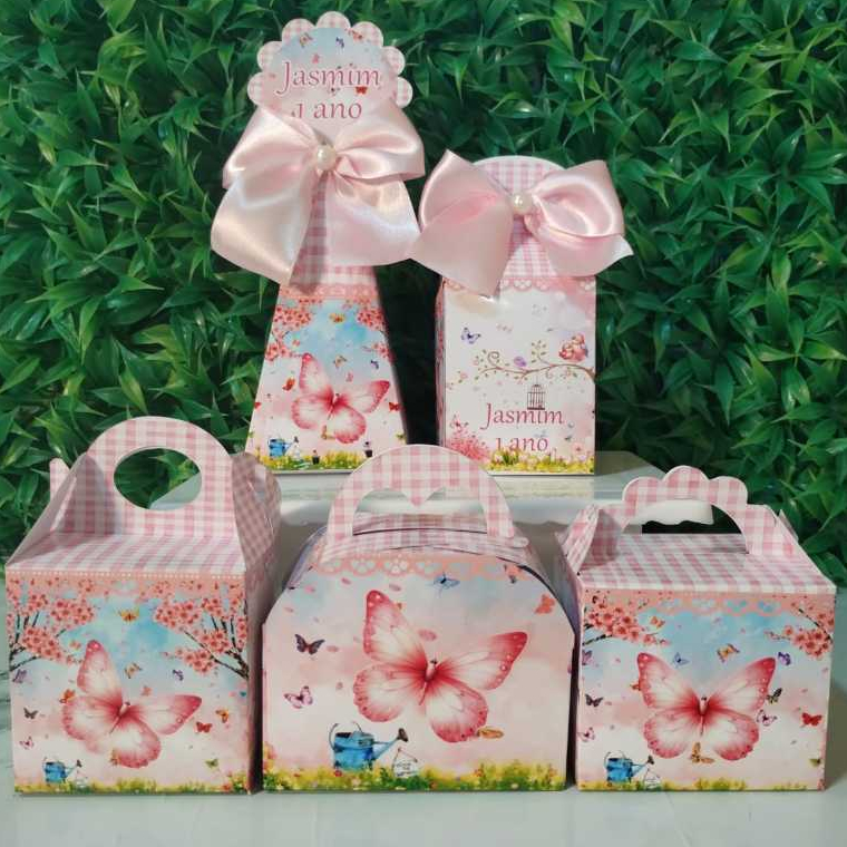 Kit Caixinhas Jardim Encantado Borboletas Personalizado – Lembrancinha para festa.