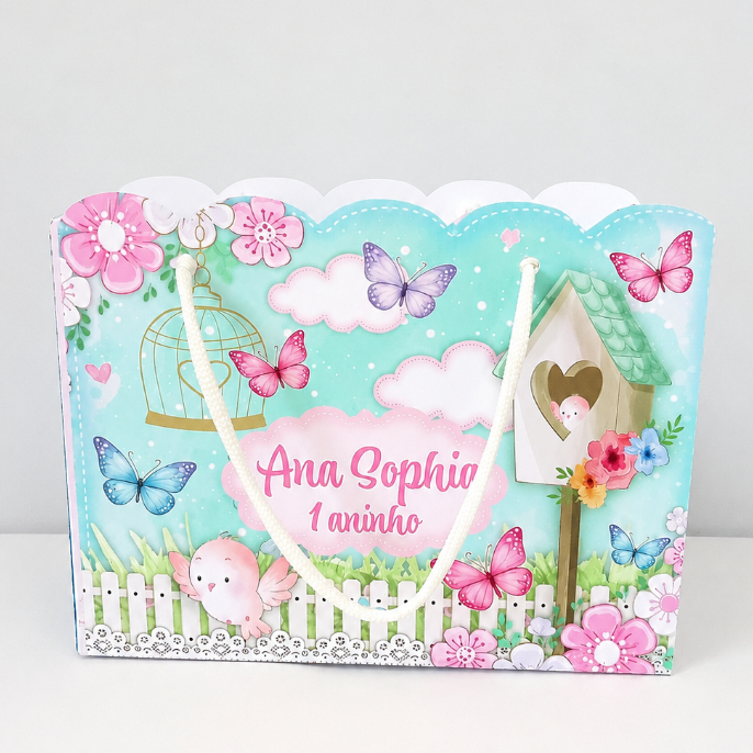 Já VAI MONTADA Sacolinha Surpresa Personalizada Jardim Encantado Lembrancinha de Aniversário Festa Infantil