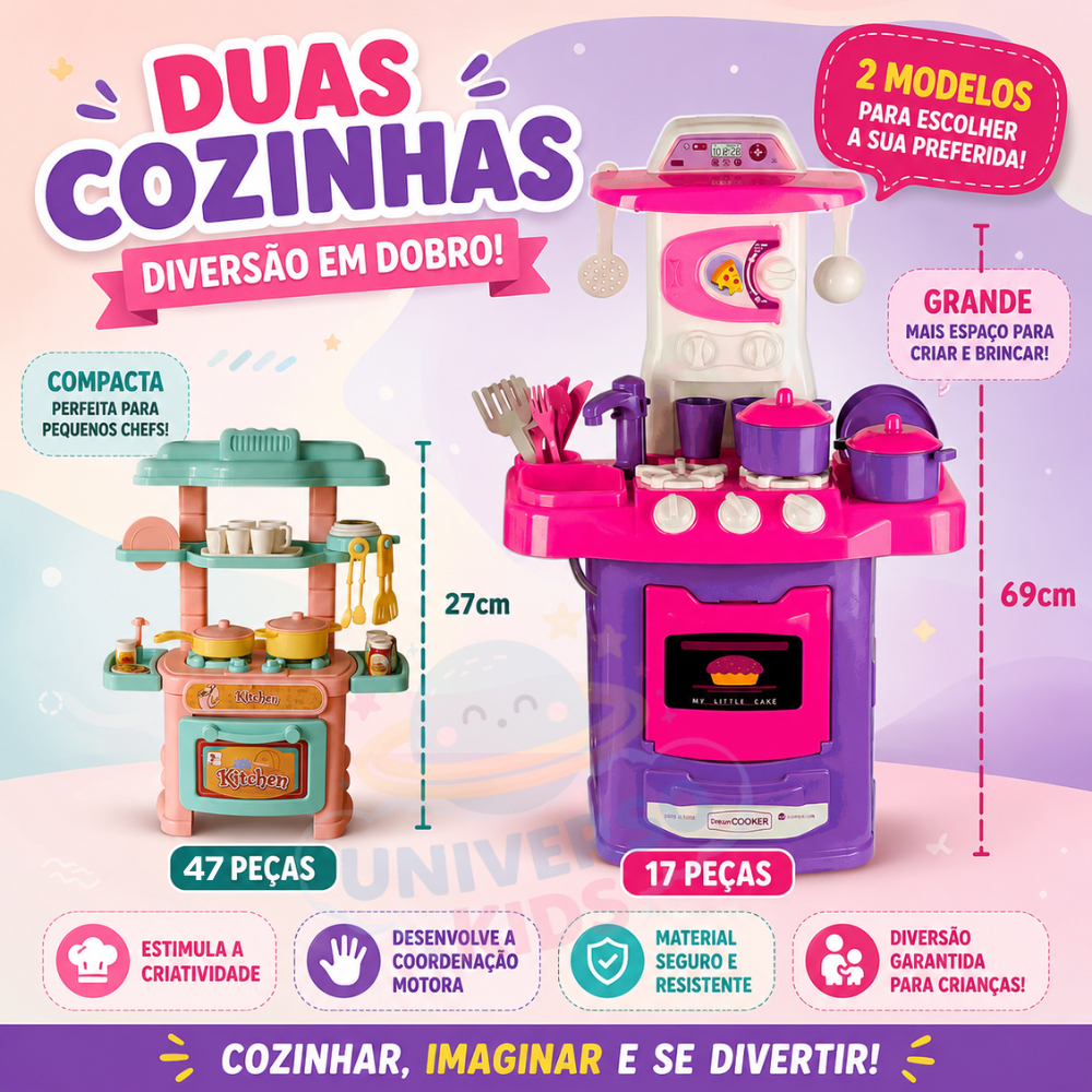 Kit Cozinha Brinquedo Infantil Fogão Forno Panelinhas Acessórios Faz de Conta