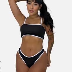 Biquíni Praia e Piscina Calcinha Fio Feminino sem Bojo Biquini Top Faixa Moda Praia Verão