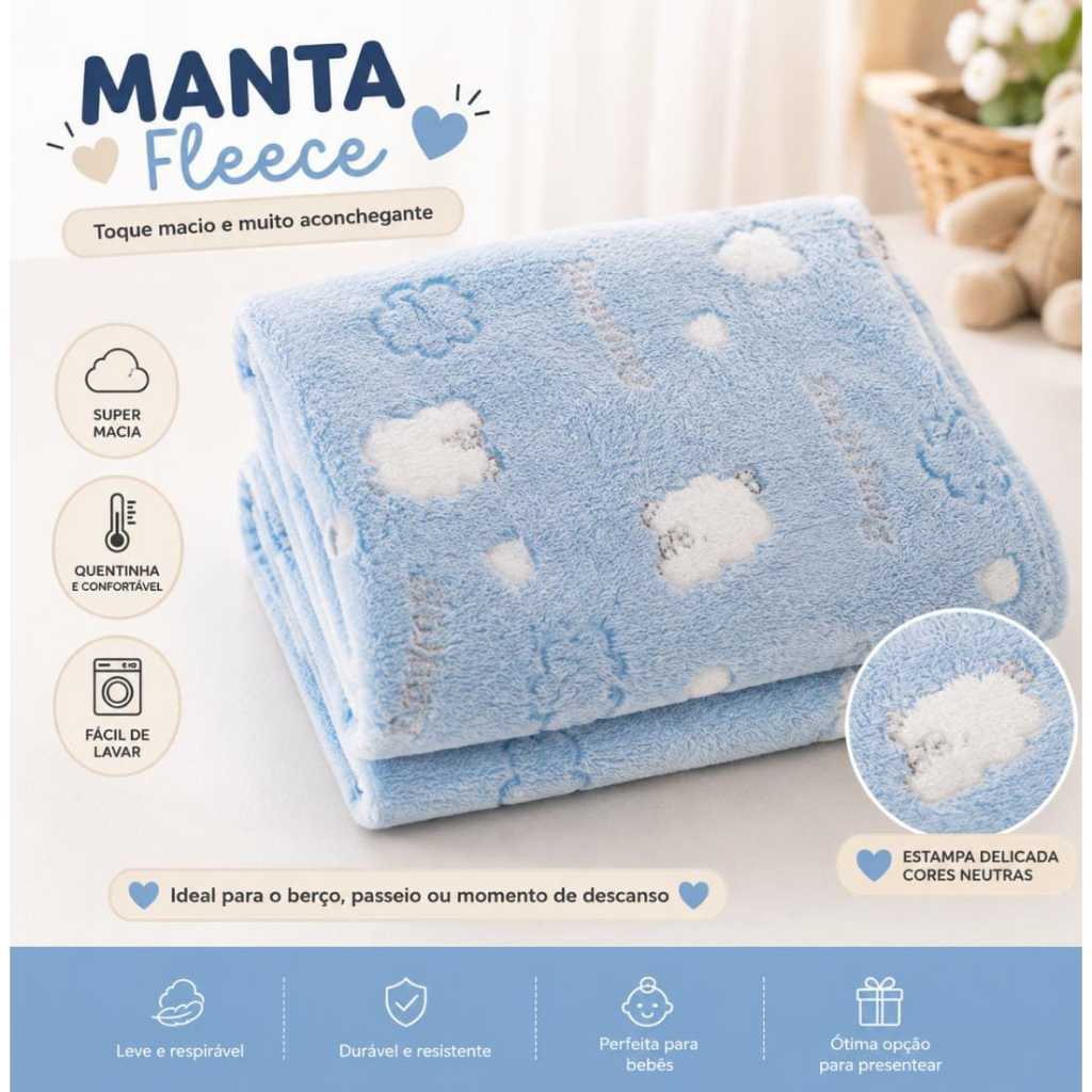 Manta Fleece Bebê Macia e Confortável | Cobertor Infantil para Berço, Carrinho e Maternidade