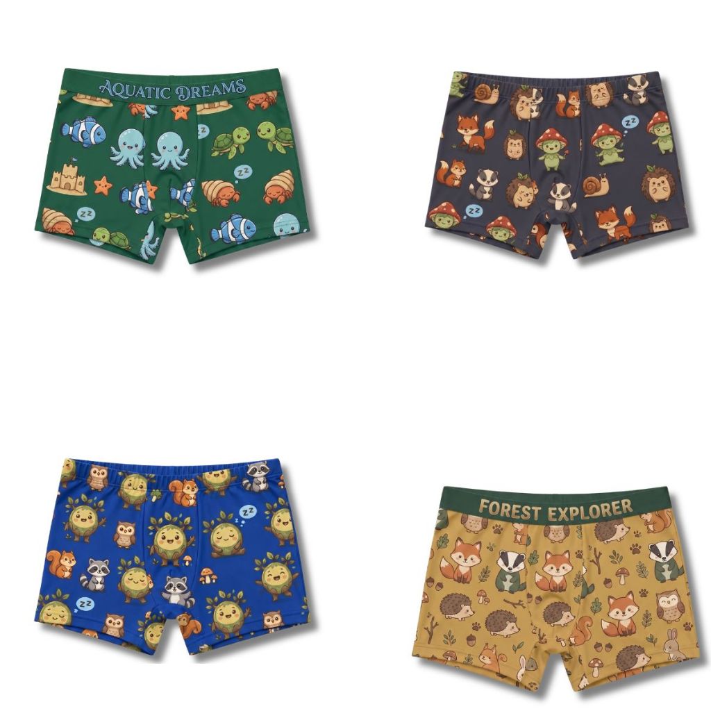 Kit 4 Cueca Infantil Boxer Poliéster Estampado Masculino Confortável Estilo Não Embola Microfibra