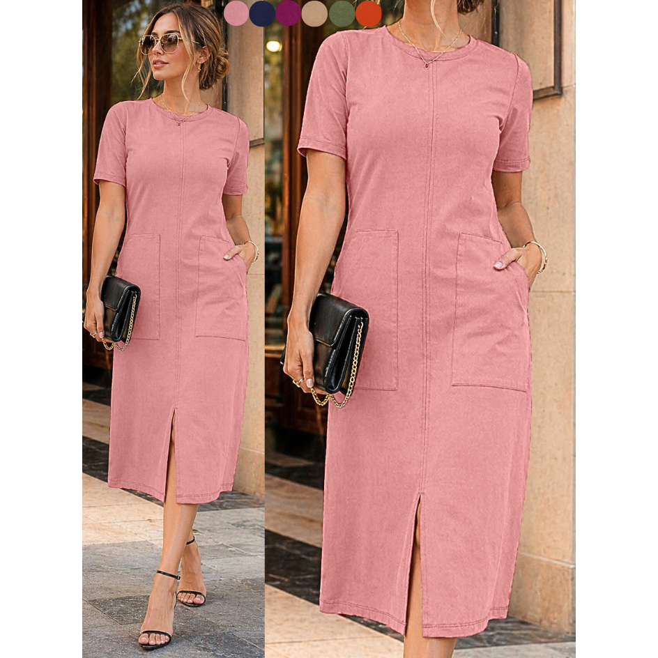 Vestido evang&eacute;lica com bolso caimento social