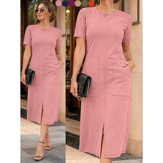 Vestido evangelica feminina  feminino leve caimento social roupa femininas com bolso soltinha versátil