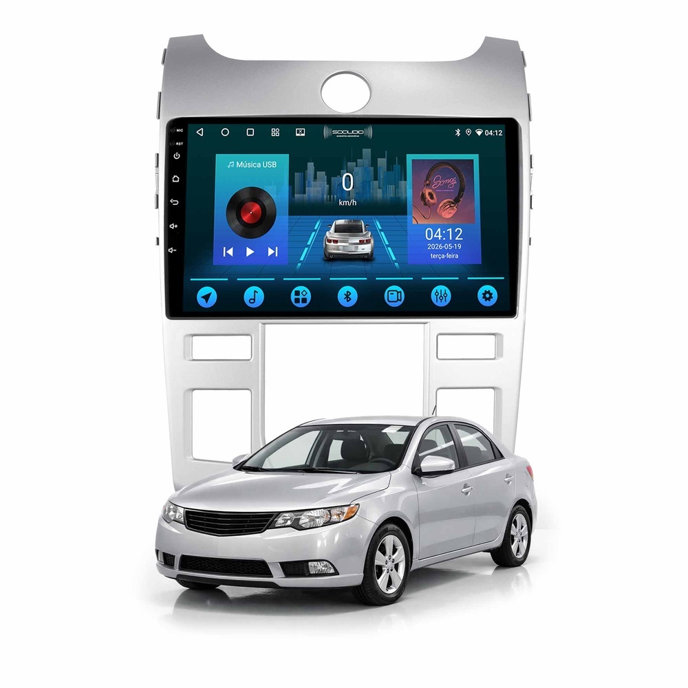Multimídia Cerato 2009 A 2012 2ram+64gb Quadcore Carplay Android Gps Bluetooth Qled 9p